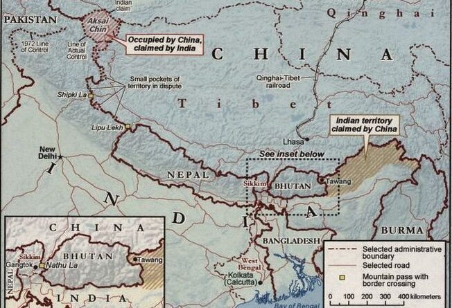 भारत चीन एलएसी और शक्सगाम घाटी का रणनीतिक मानचित्र