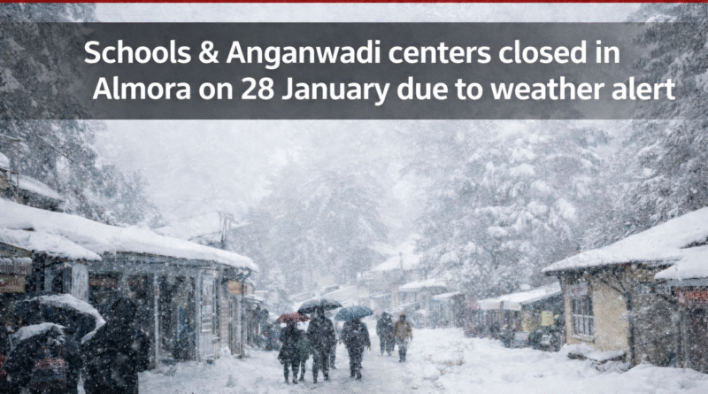 अल्मोड़ा में मौसम अलर्ट के चलते 28 जनवरी को सभी स्कूल और आंगनबाड़ी बंद
