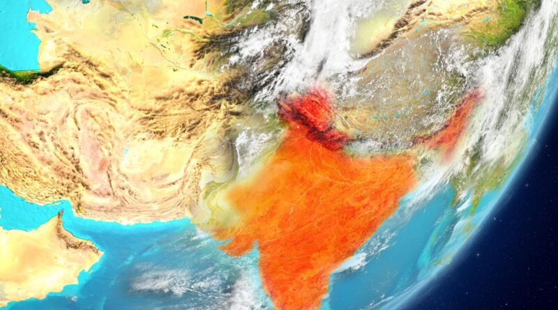 “A satellite image showing dense smog and pollution over major cities in North India.”