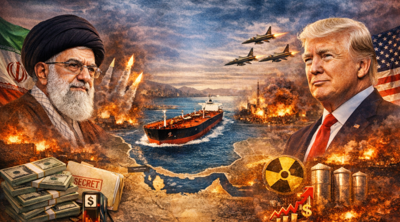 ईरान और अमेरिका के बीच ceasefire के दौरान मध्य पूर्व में तनाव, हॉर्मुज़ जलडमरूमध्य और तेल संकट को दर्शाती डिजिटल न्यूज़ इमेज